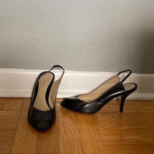 Nine West leather peep toe mules